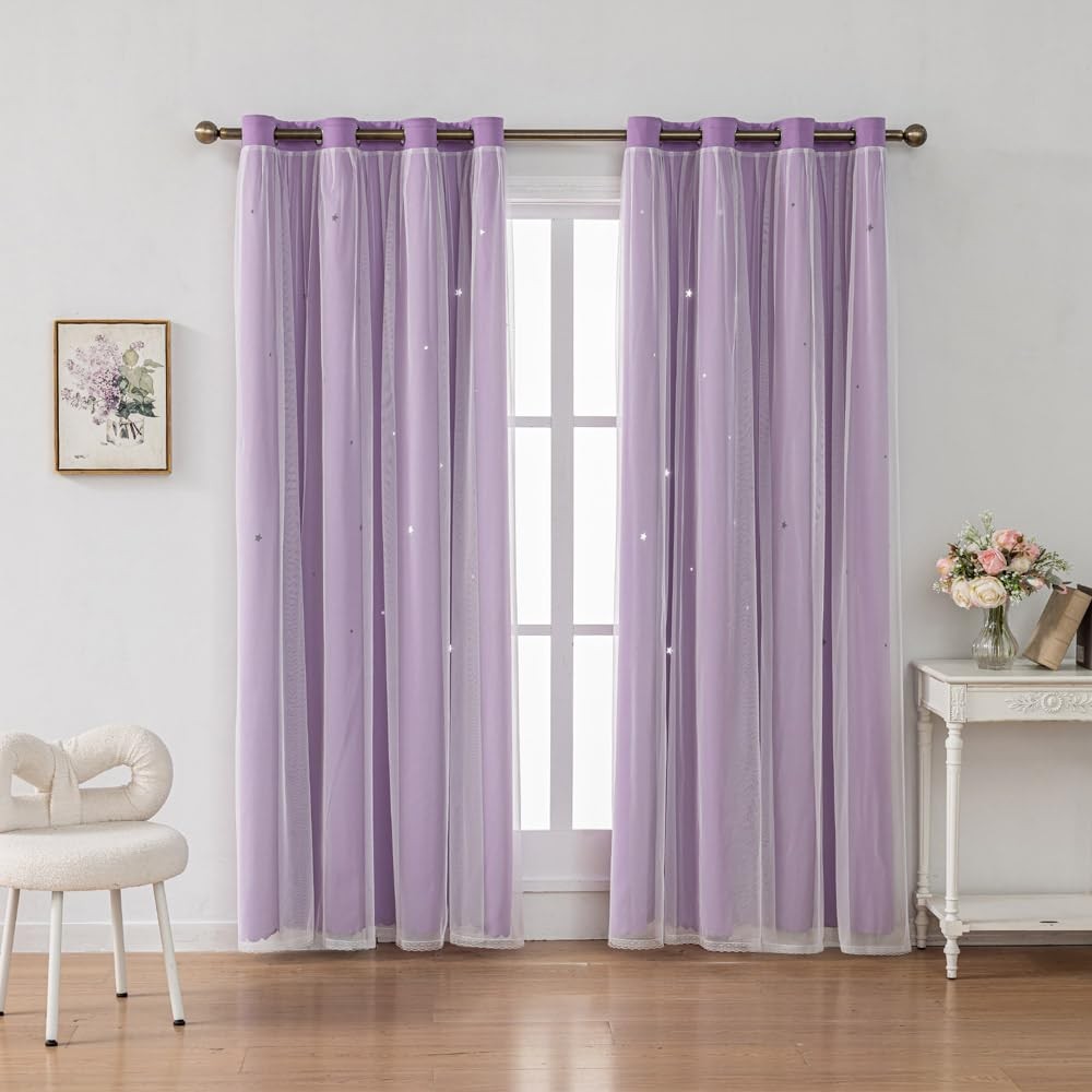 Fanli Ombre Rainbow Blackout Curtains For Kid Girls Bedroom Living Room Darking