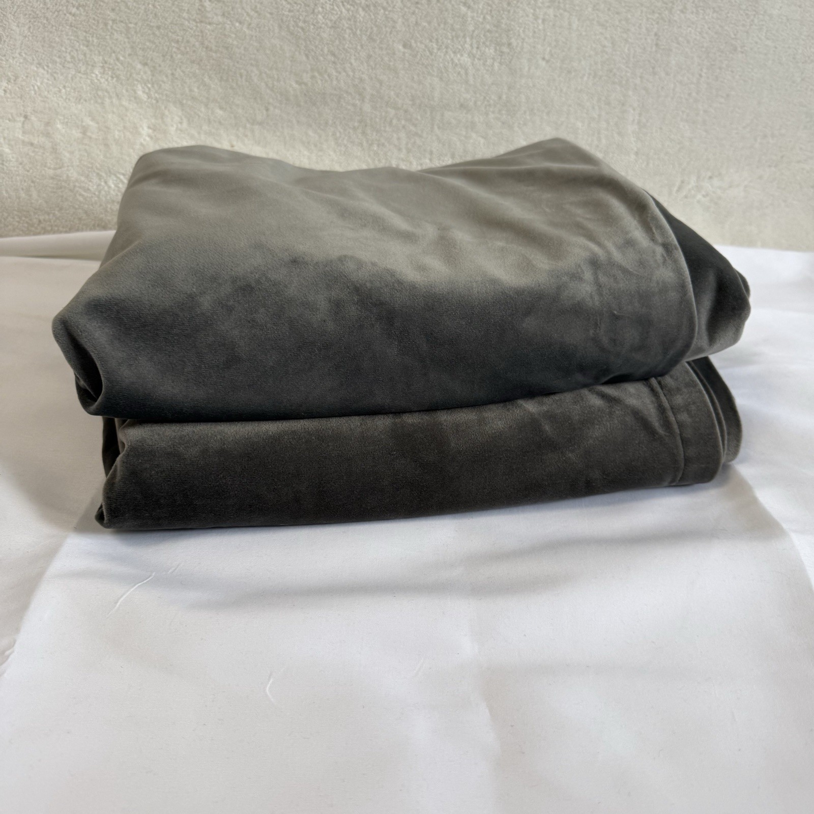 IKEA Velvet Curtains Darkening 2 Panels Dark Gray Cotton 51 x 84″