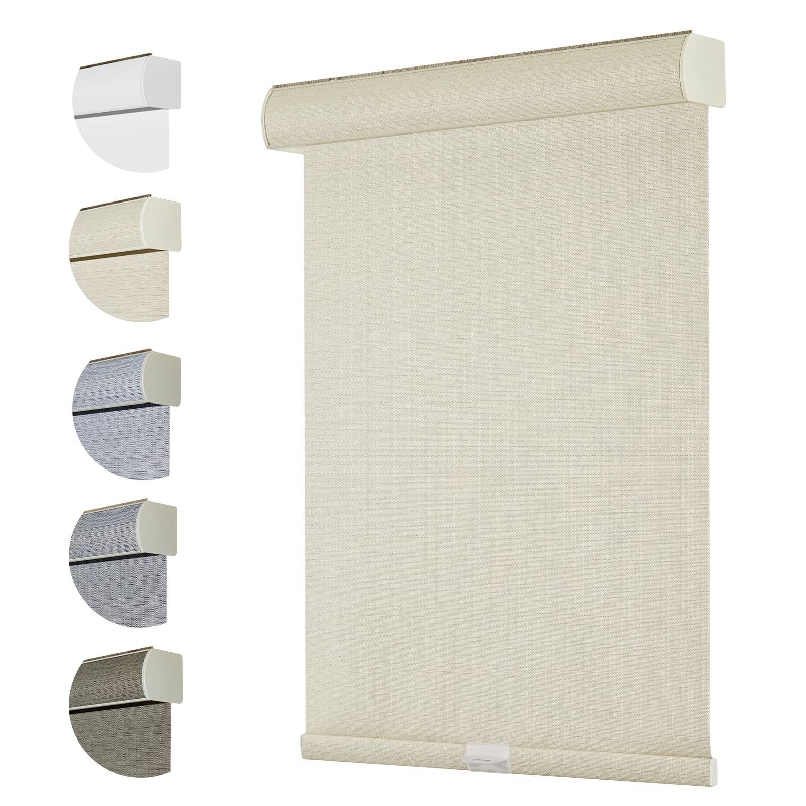 Persilux Free-Stop Blackout Cordless Roller Blinds Beige 33″W x 72″H