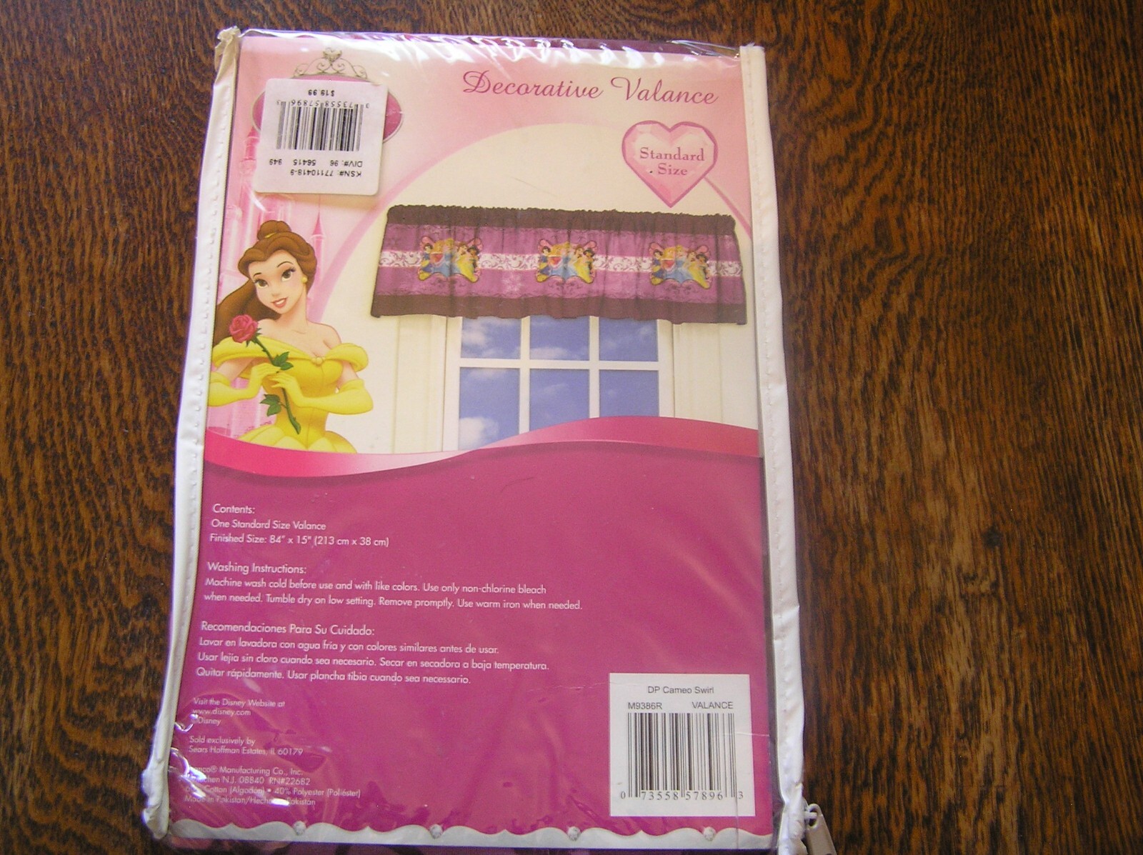 Disney Princess Cotton Blend VALANCE 5 PRINCESSES Repeat Purple Pink Background