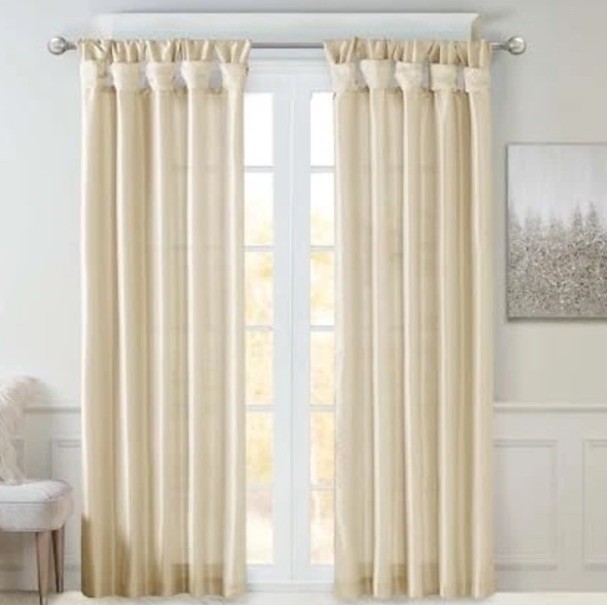 MADISON PARK Rival FAUX SILK Set Of 2 CURTAINS Privacy LINING CHAMPAGNE 50×84”