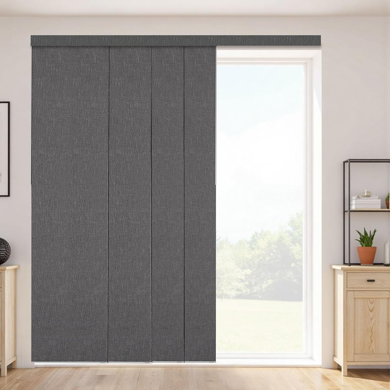Panel Track Blinds, Extendable Track from 45.8 in to 86 in W, Trimmable Panel