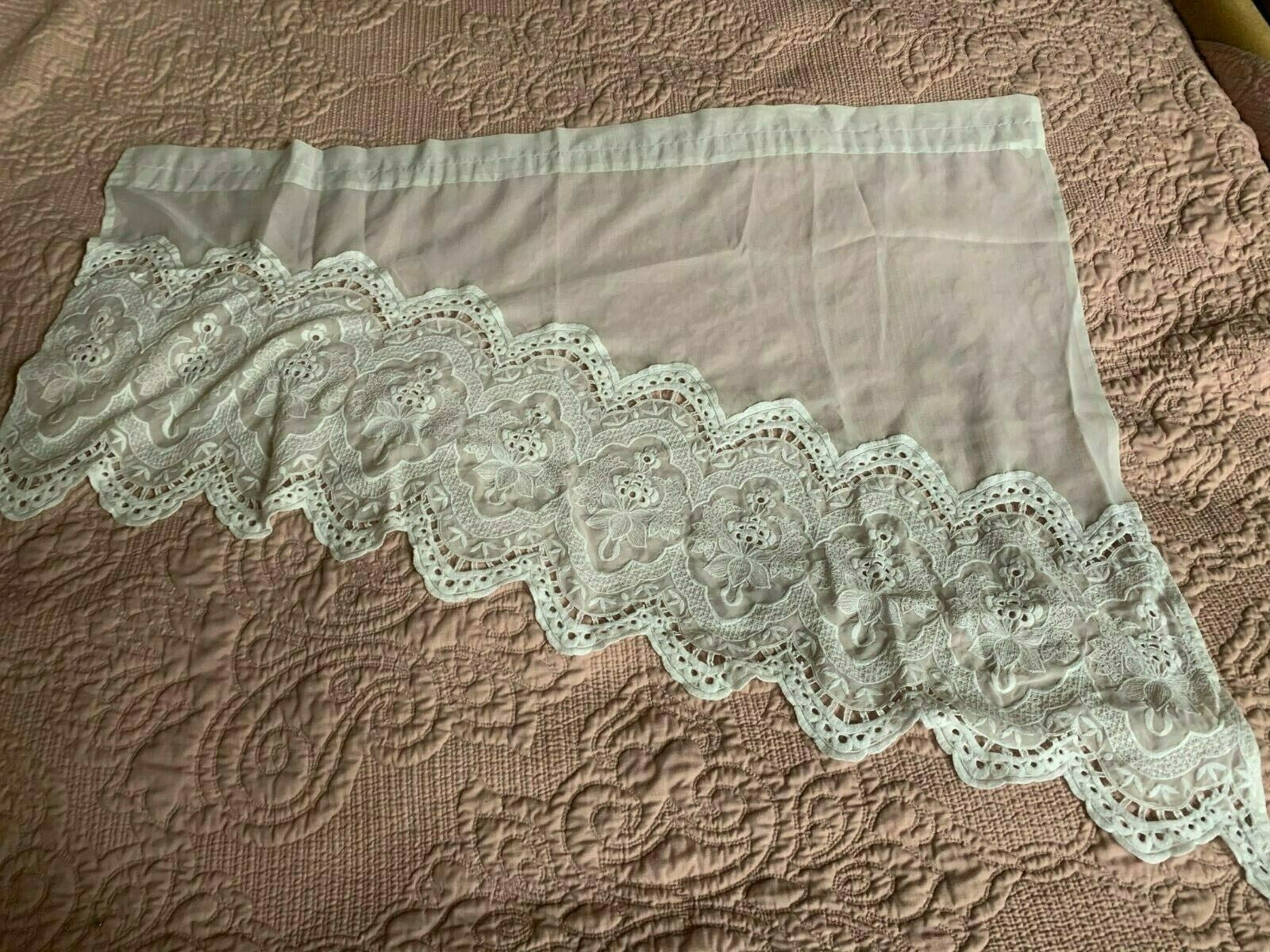 Sheer with lace swag valance slightly ivory with white lace 45″ W X 38″ X 20″