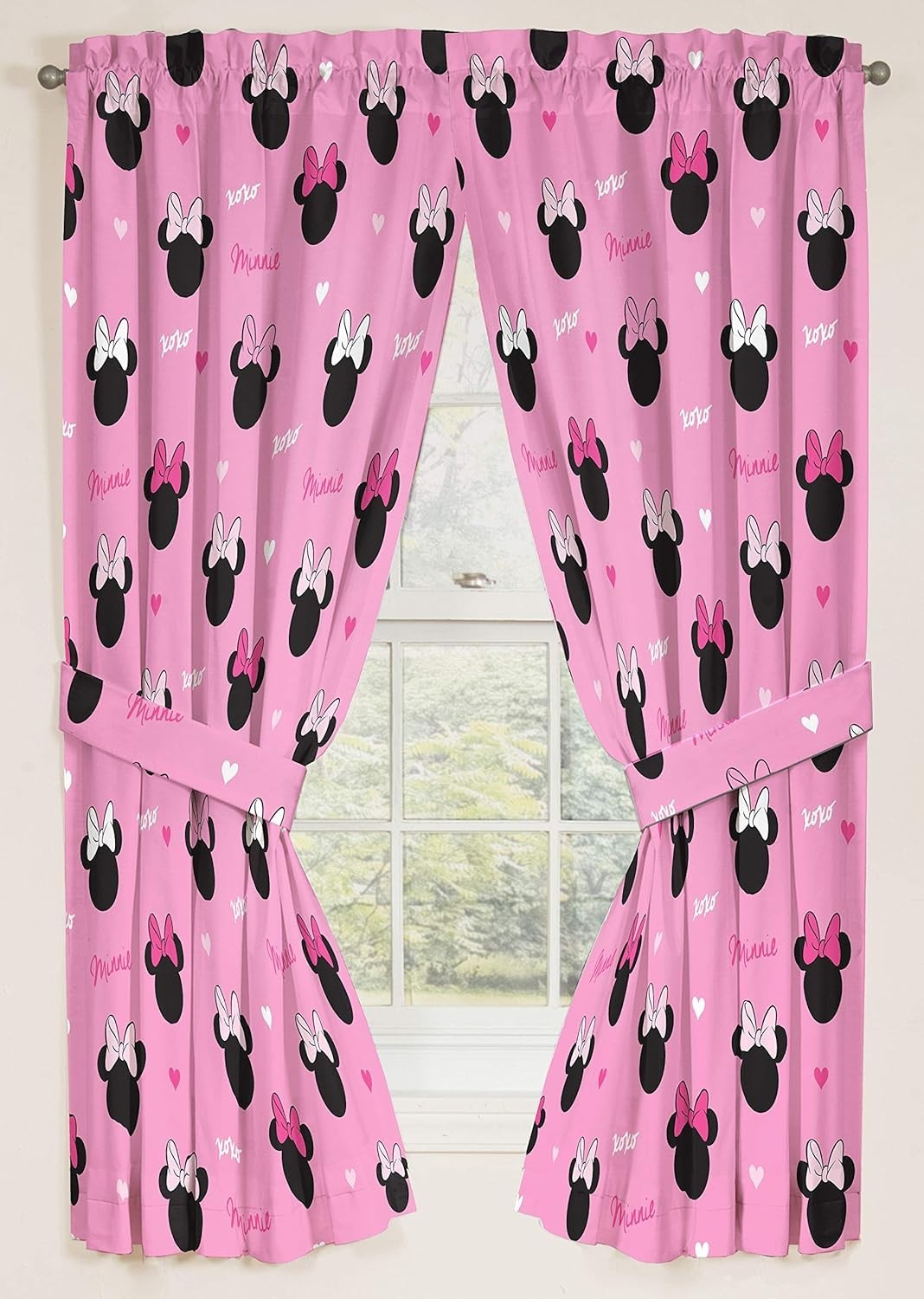 Charming 63″ Minnie Mouse Drapes with Tiebacks – Lightweight and Fade Resistant