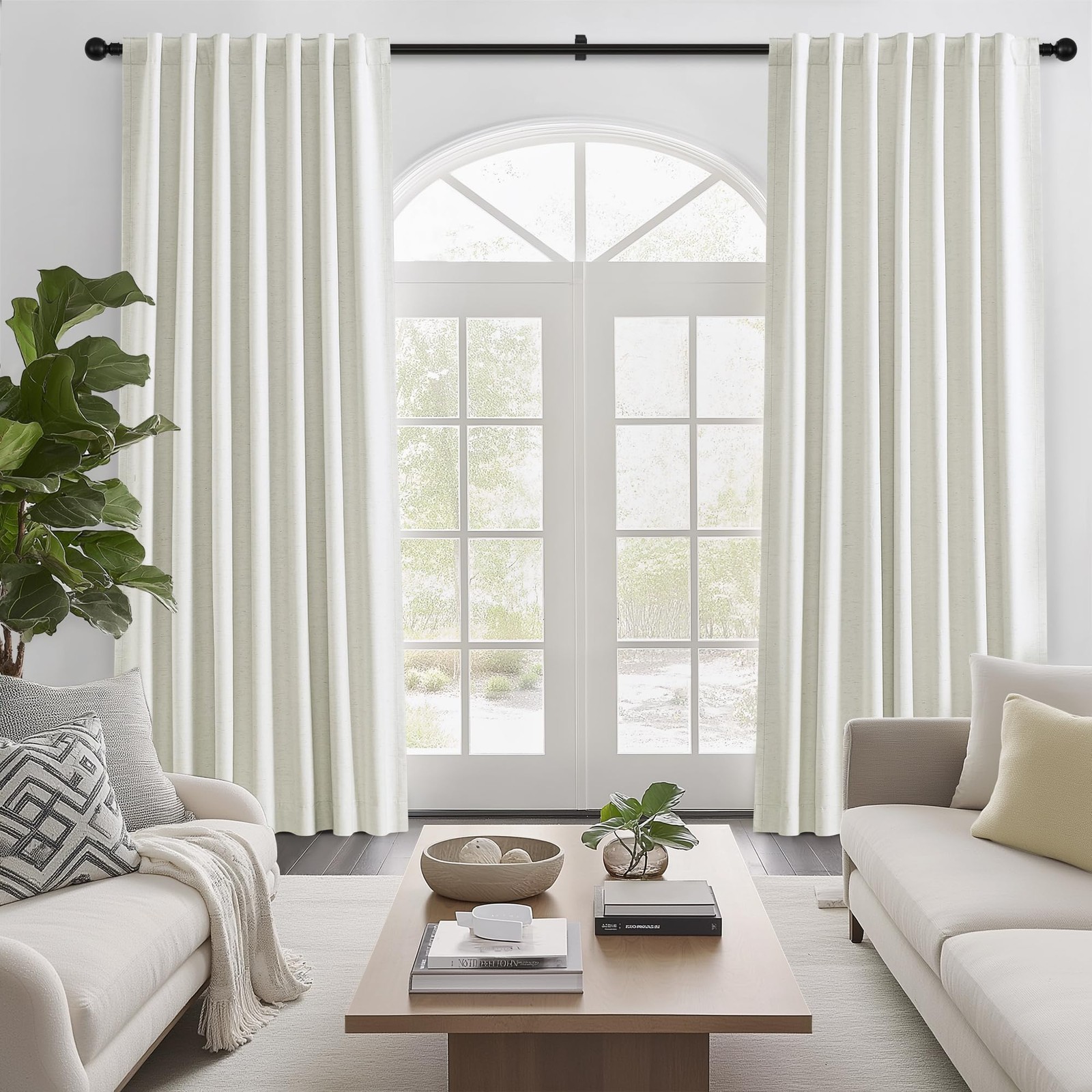 Blackout Curtains 54 Inch Long for Kitchen, Natural Beige 2 Panels