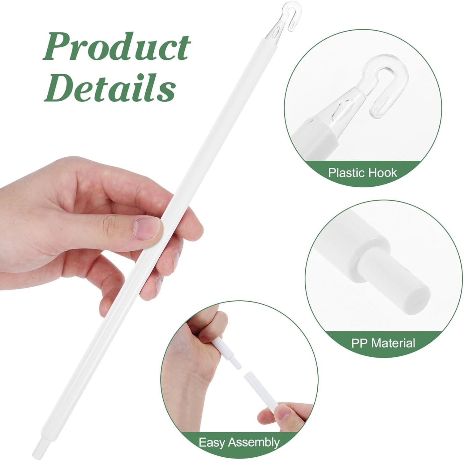 Blind Wand Replacement with Hooks – 1 Set 46in Long Vertical Blinds Stick Pull