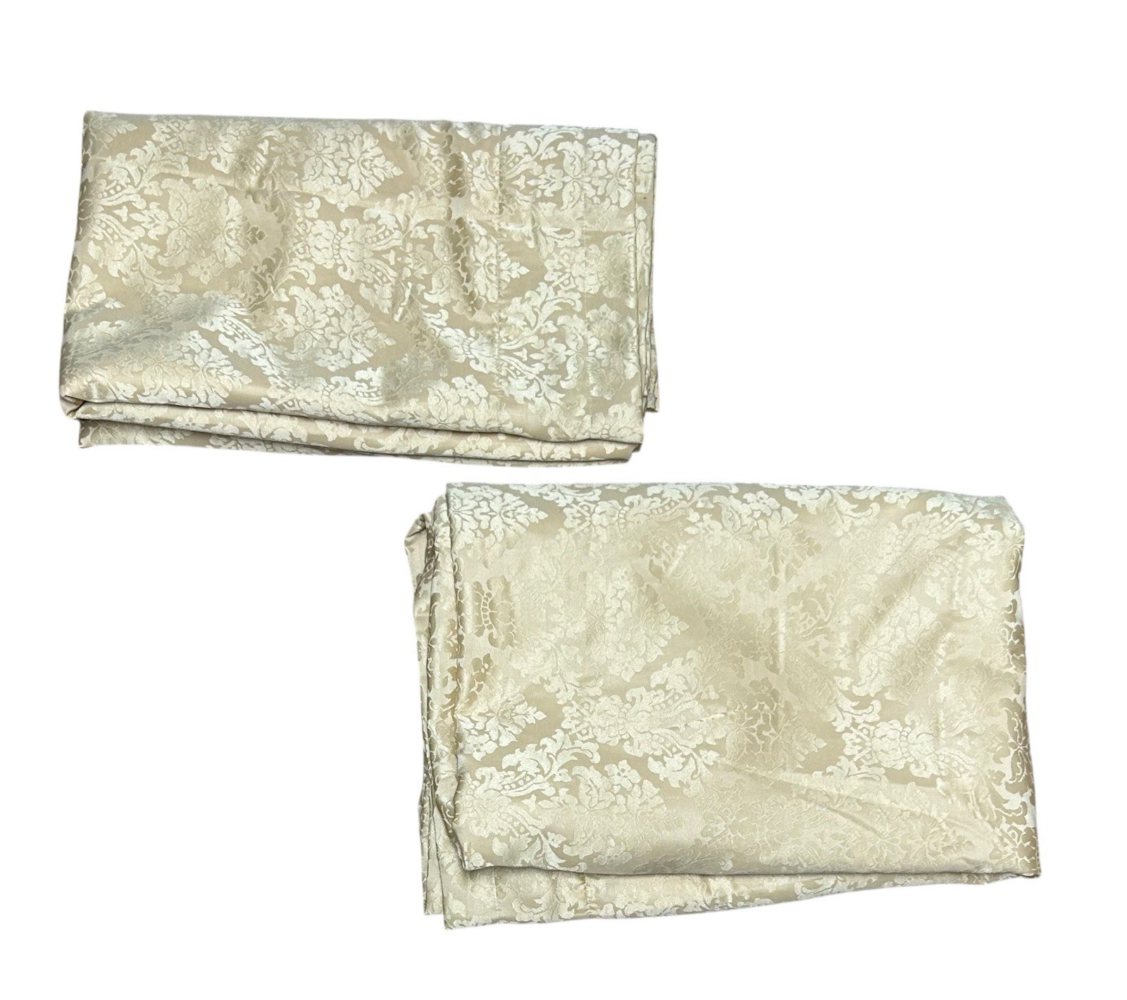Chaps Curtains Panels Gold Floral Print 54in x 84in Long Hanging Lot Of 2 Luxury