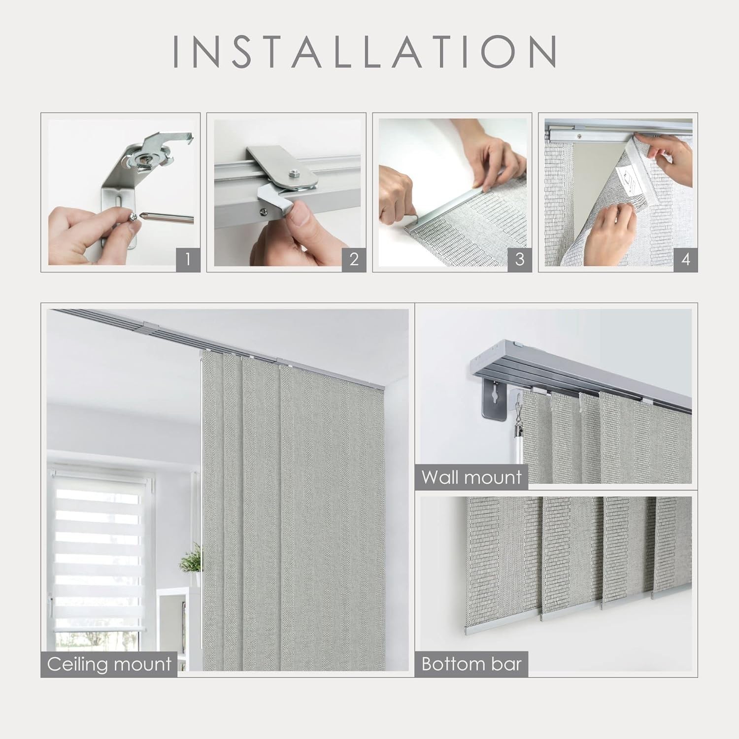 Adjustable Sliding Panel Track Blinds Room Divider Window Door Decor