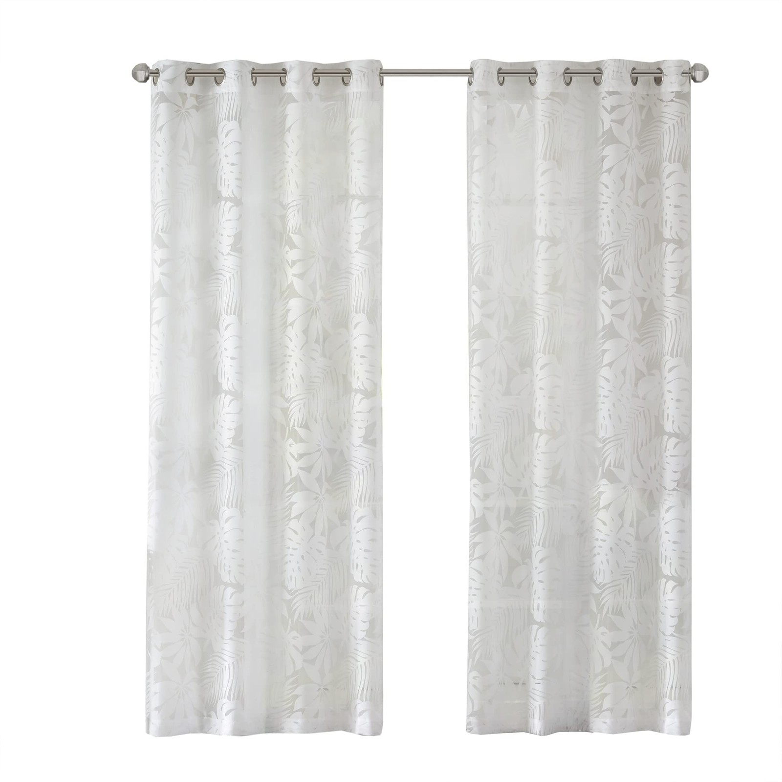 Semi Sheer Single Curtain Modern Contemporary Botanical Print Out Design, Gro…