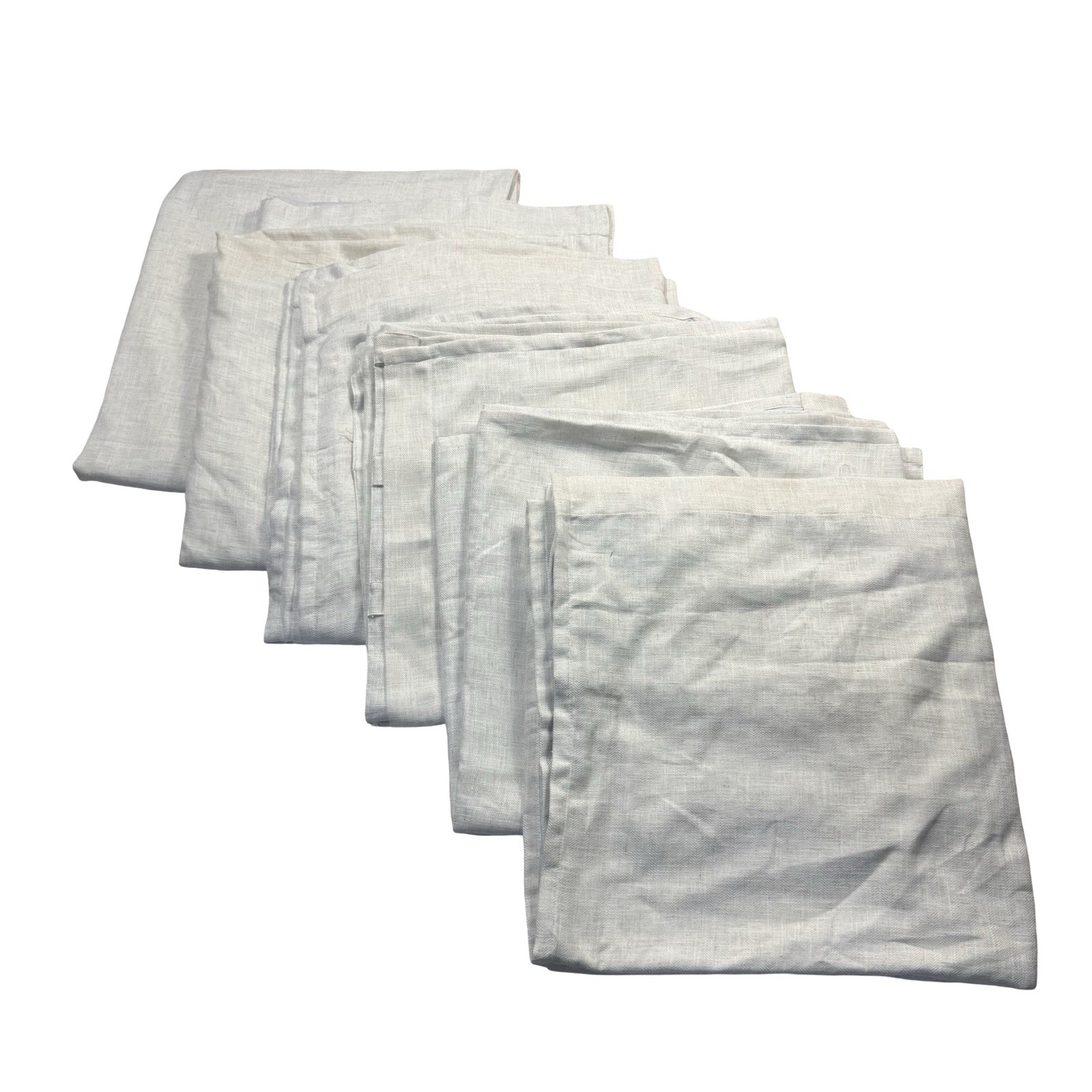 Ralph Lauren Ivory Window Curtains 6 Panels 52 x 82 Linen Blend Black Tab Heavy