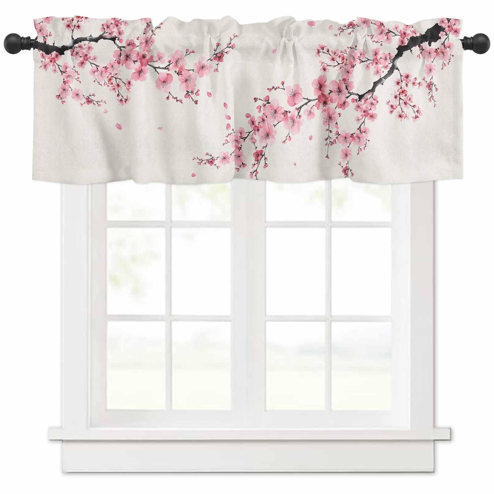Cherry Blossom Curtain Valance for Windows/Living Room/Kitchen/Bathroom/Farmhous