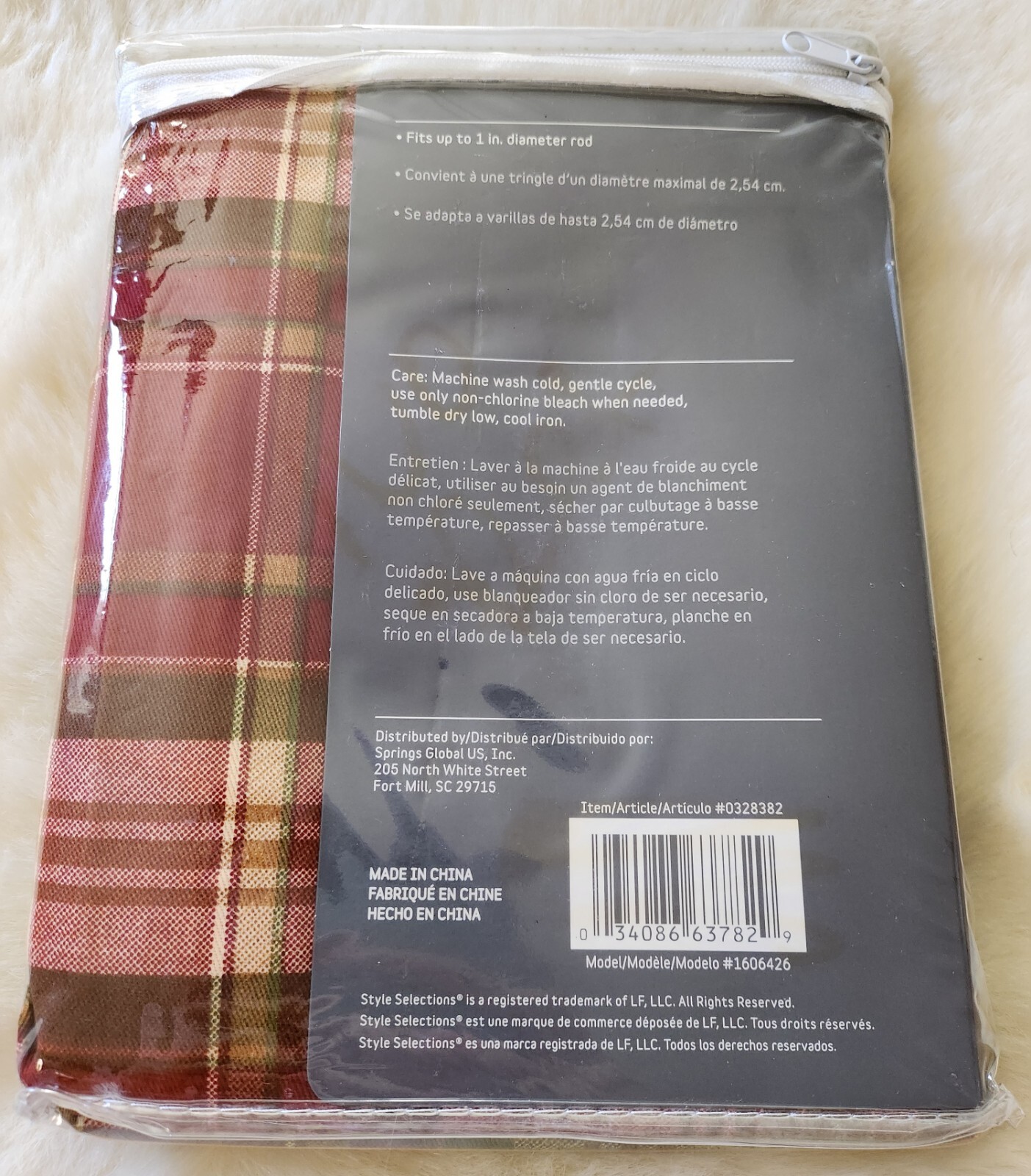 Style Selections Bernard Plaid Back Tab Panel 40″ x 63″ One Panel