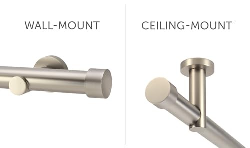 Ceiling or Wall Mount Curtain Rod Brackets Holders for Curtain Rods of Black