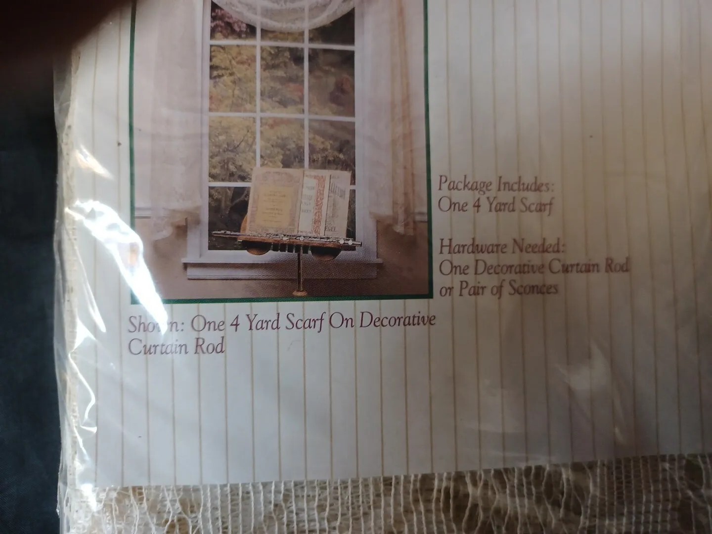 VINTAGE NOS WINDOW SCARF LACE EGGSHELL CREAM MARCIA GRAND MANOR 40″ W X 144 ” L