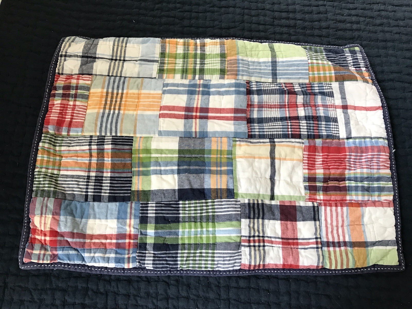 Pottery Barn Kids Madras Plaid Patchwork Blackout Curtain Panel 42×83 + 1 Sham