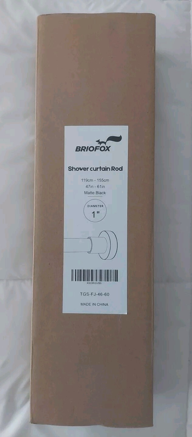 BRIOFOX Tension Shower Curtain Rod 47in – 61 In. 1″ Diameter Matte Black N-O-Box