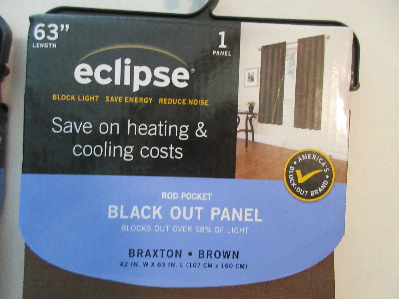 1 Panel – 63″ eclipse Black Out Panel w/ Rod Pocket Braxton Brown Solid Texture
