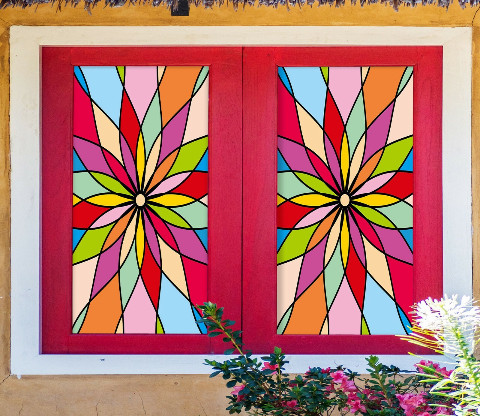 3D Colored Petals ZHU687 Window Film Print Sticker Cling Stained Glass UV Zoe