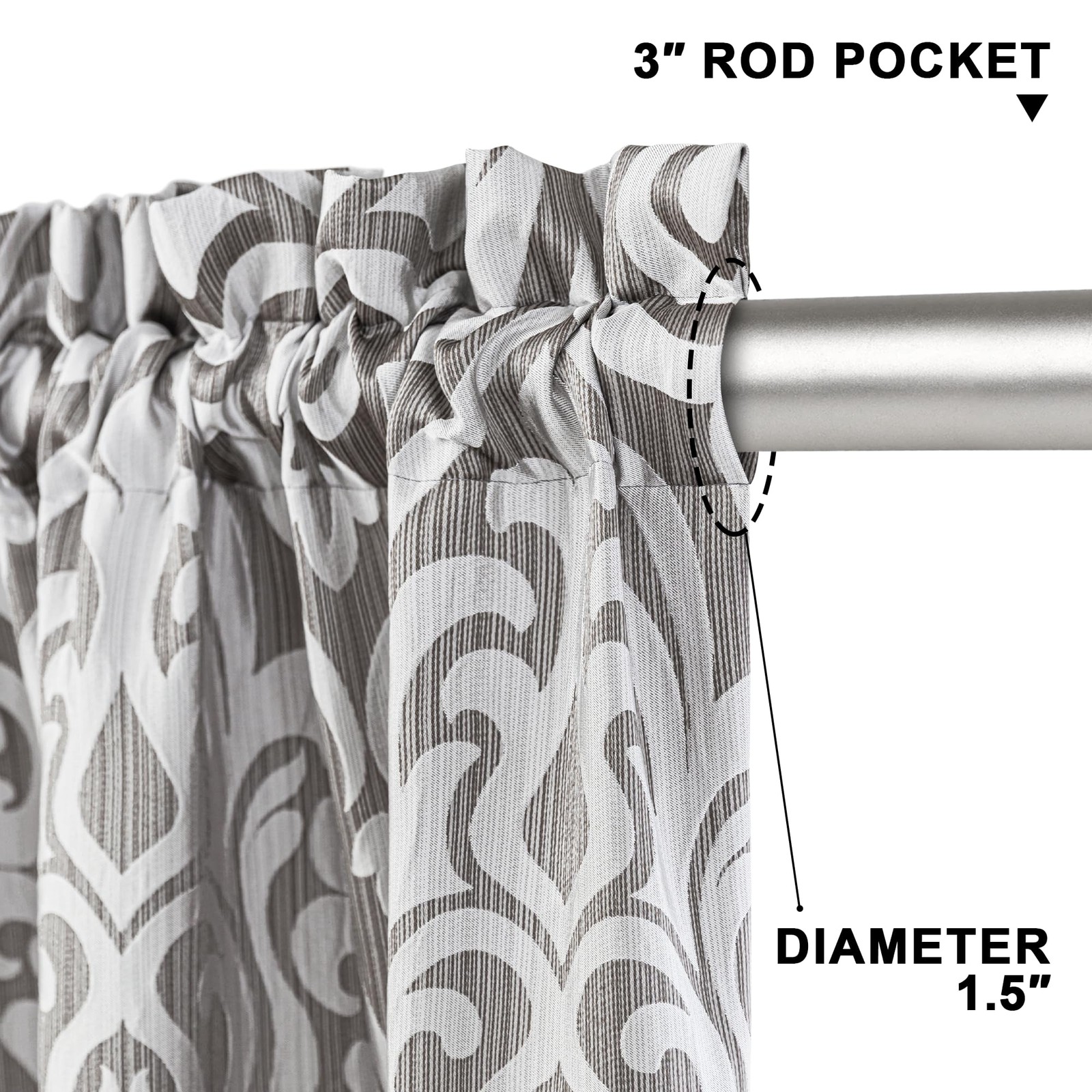 Loom And Mill Contemporary Damask Curtains Bedroom Luxury Lined Darkening