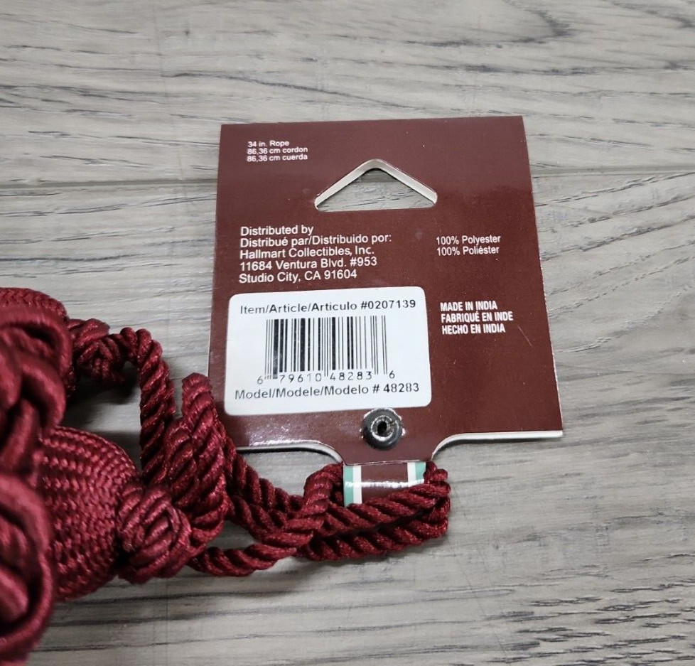 Allen + Roth & Unbranded Burgundy Curtain Drape Tieback – 2 pc