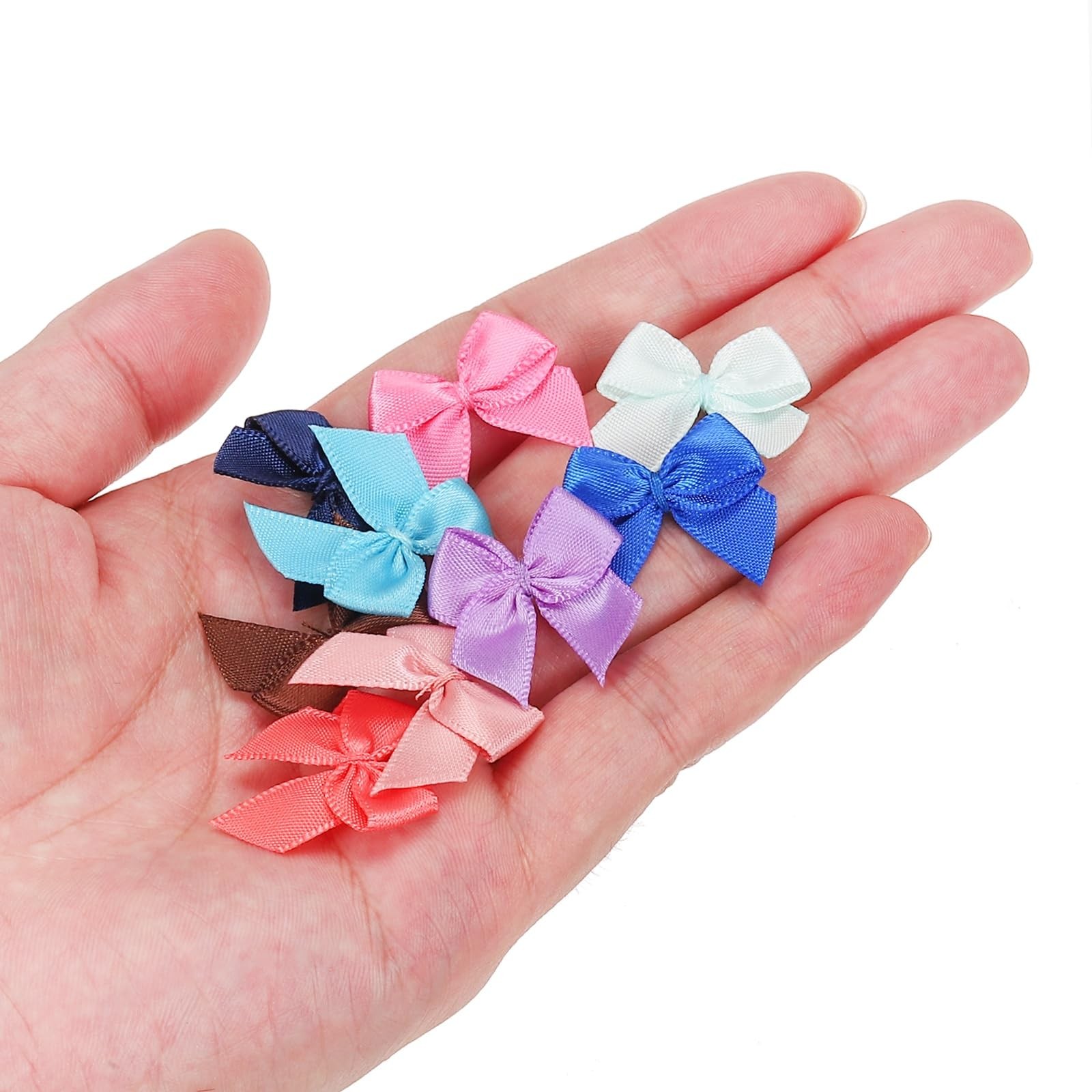 50 PCS 1 Inch Mini Satin Ribbon Bows Fabric Craft Sewing Wedding Gift Wrap DIY