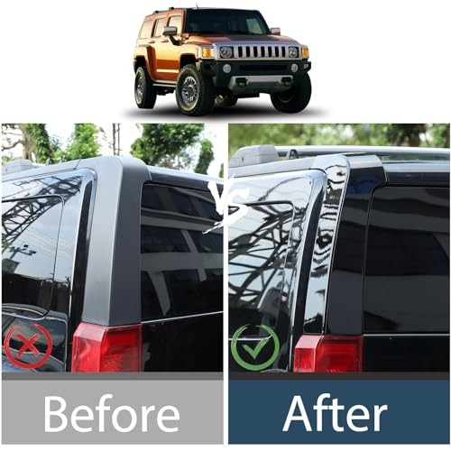 D Pillar Trim Cover Compatible with Hummer H3 2005-2009, ABS Rear Piano black