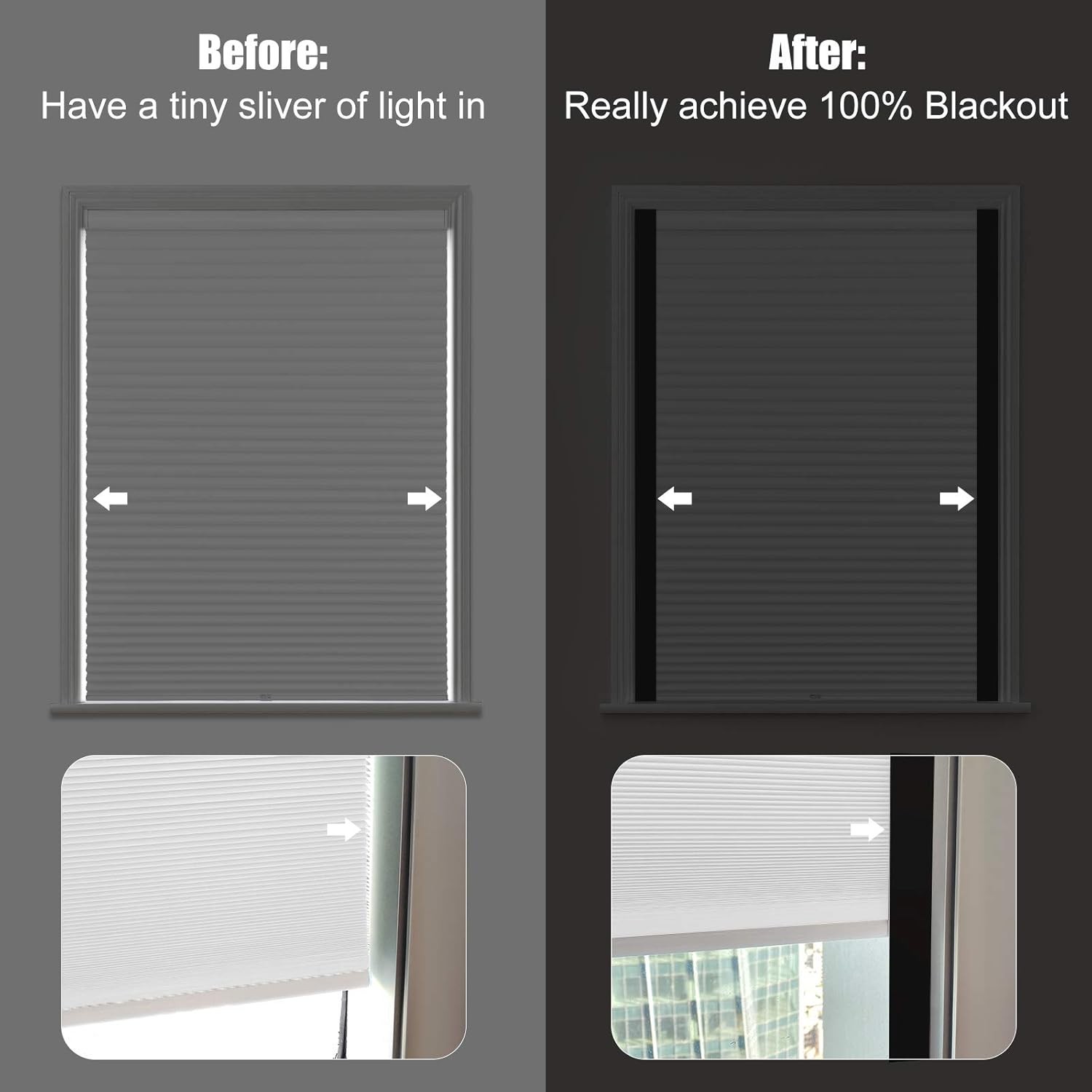 100% Blackout PVC Light Blockers for Window Shades and Blinds – Block Light