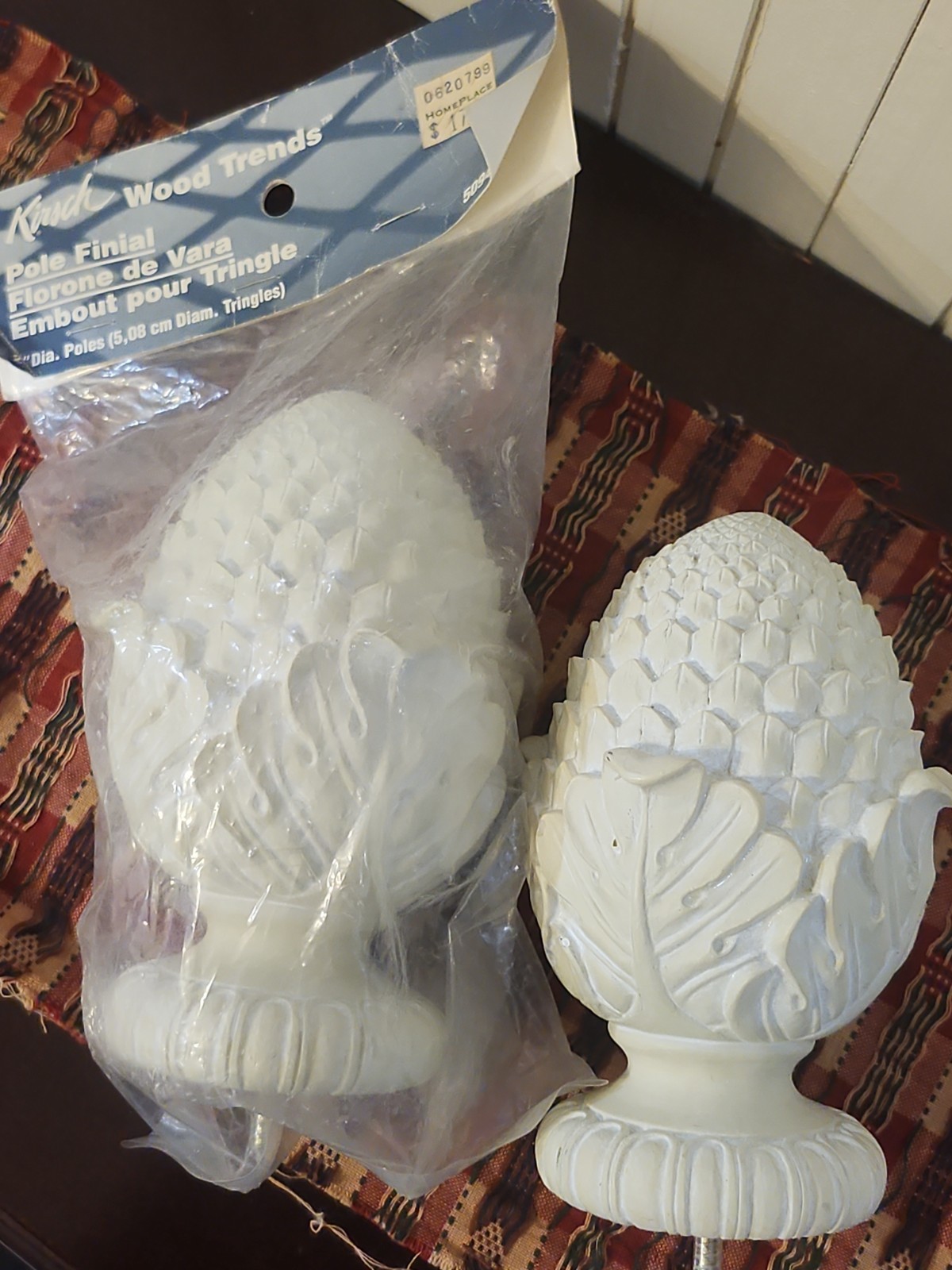 NEW 2 Kirsch Wood Trends Wood Curtain Rod Pole Finials For 2” Diameter Poles