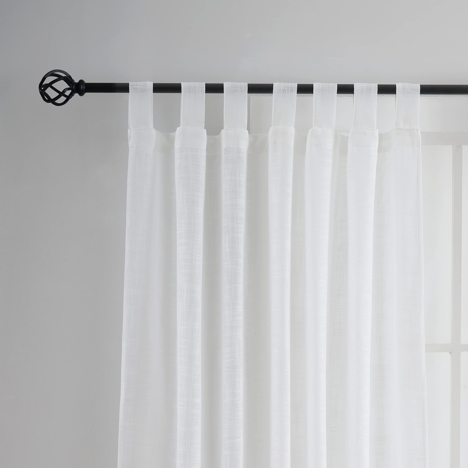 Semi Sheer Curtains- Light Filtering, Machine Washable Tab Top Drapes for Liv…