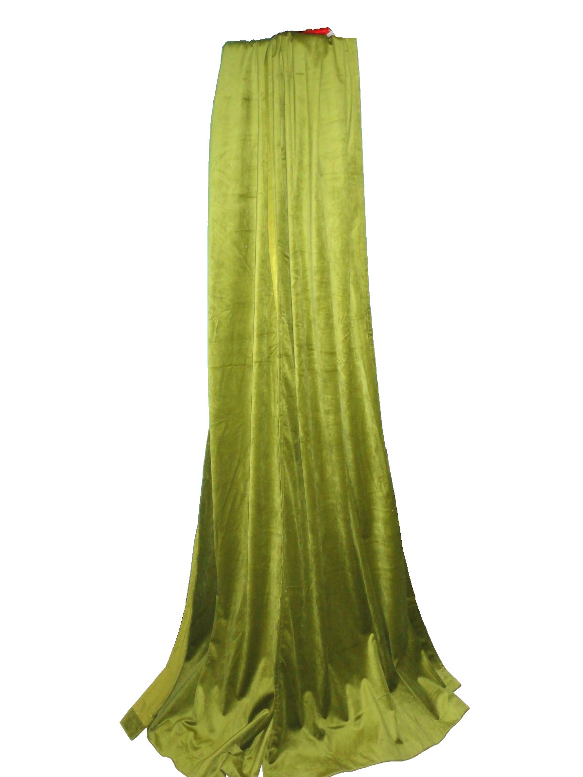 ROMY-SCHNEIDER avocado GREEN SMOOTH VELVET GROOVY (2) CURTAINS PANELS 51X94