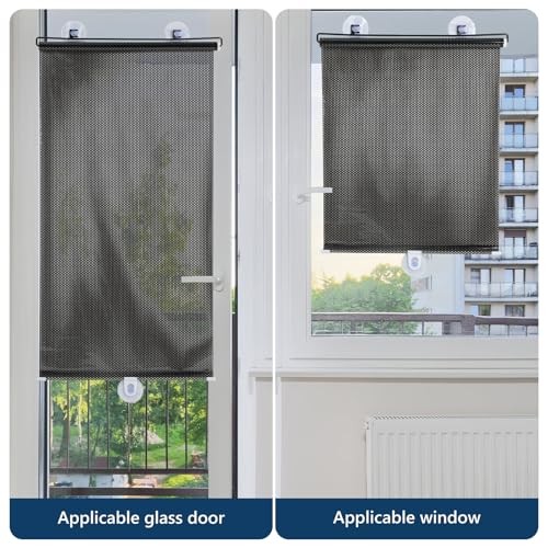 Roller Blinds with Suction Cups Sun Blocking Shades for Windows and Doors