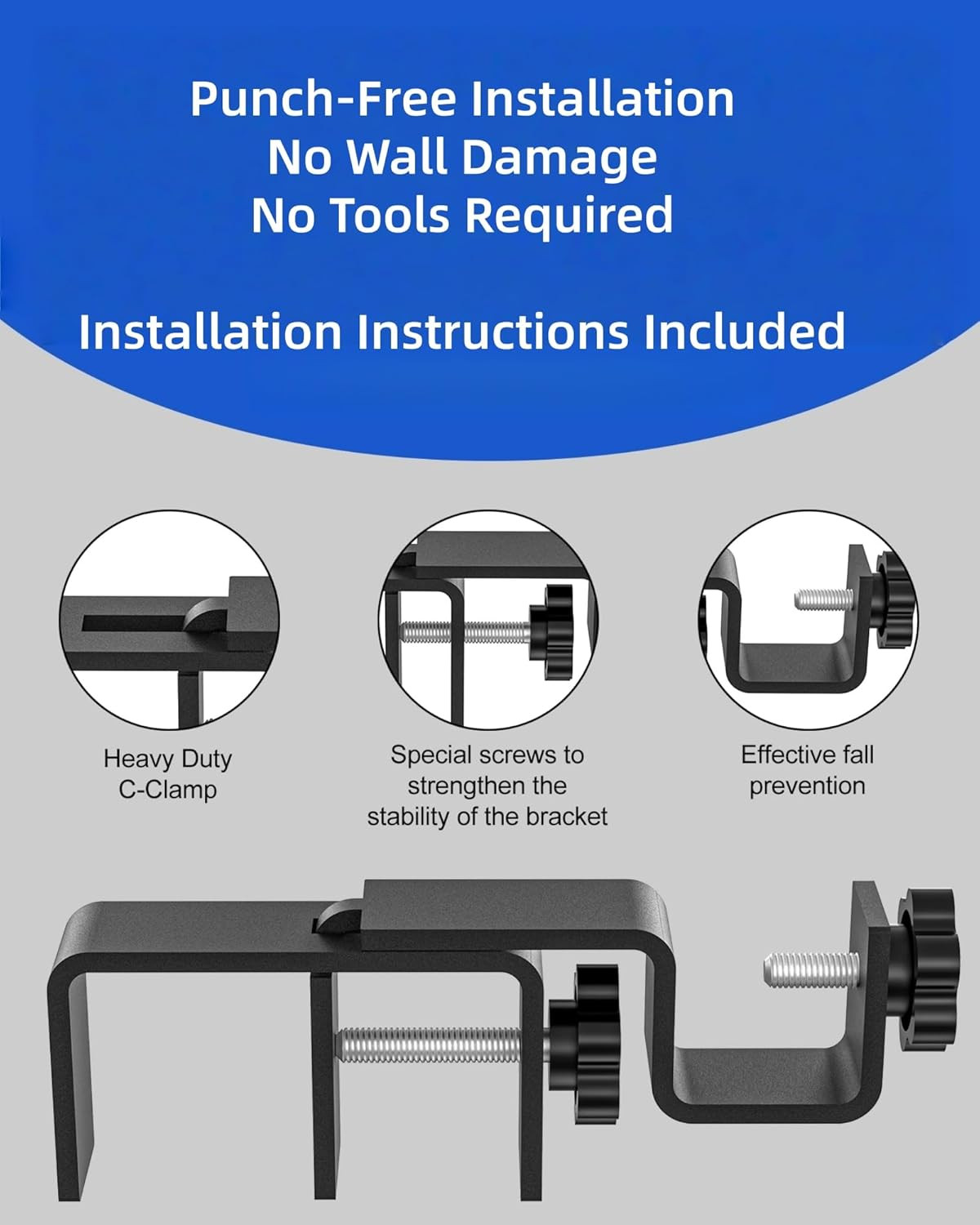 Over-Blinds Curtain Rod Brackets for 1 3-2 Rectangular Headrails Black Set 3