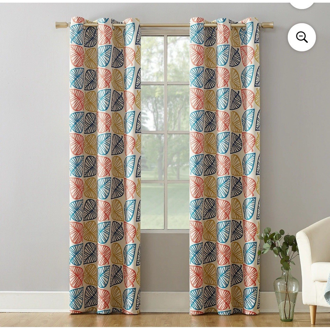 6 Mainstays Grommet Top Blackout Curtain Panels Beige Artsy Leaf 40″ W x 84″ L