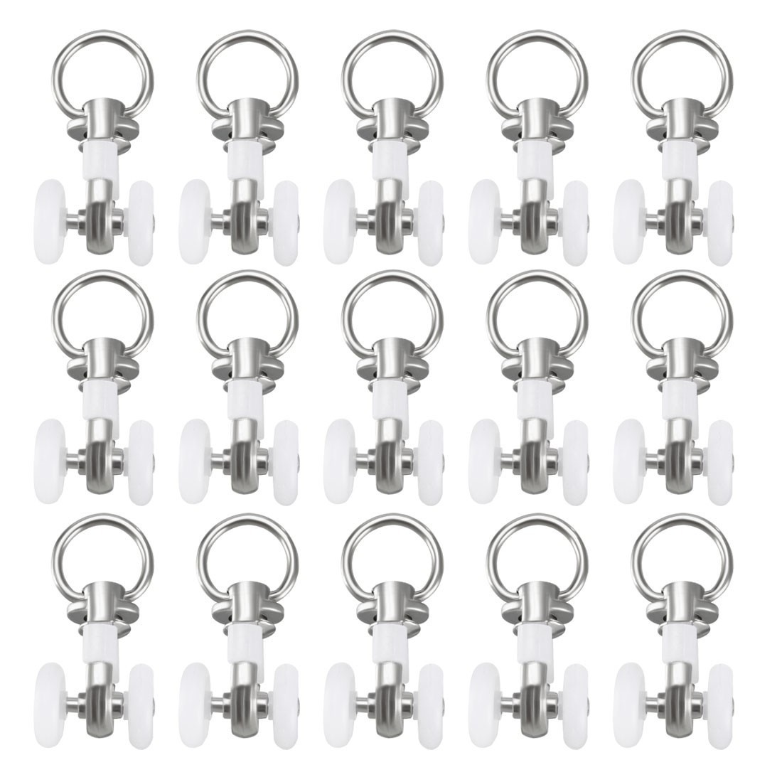 BottomShin Curtain Track Rollers Twin Wheel Carriers 50 Pcs .55in Silent Drapery