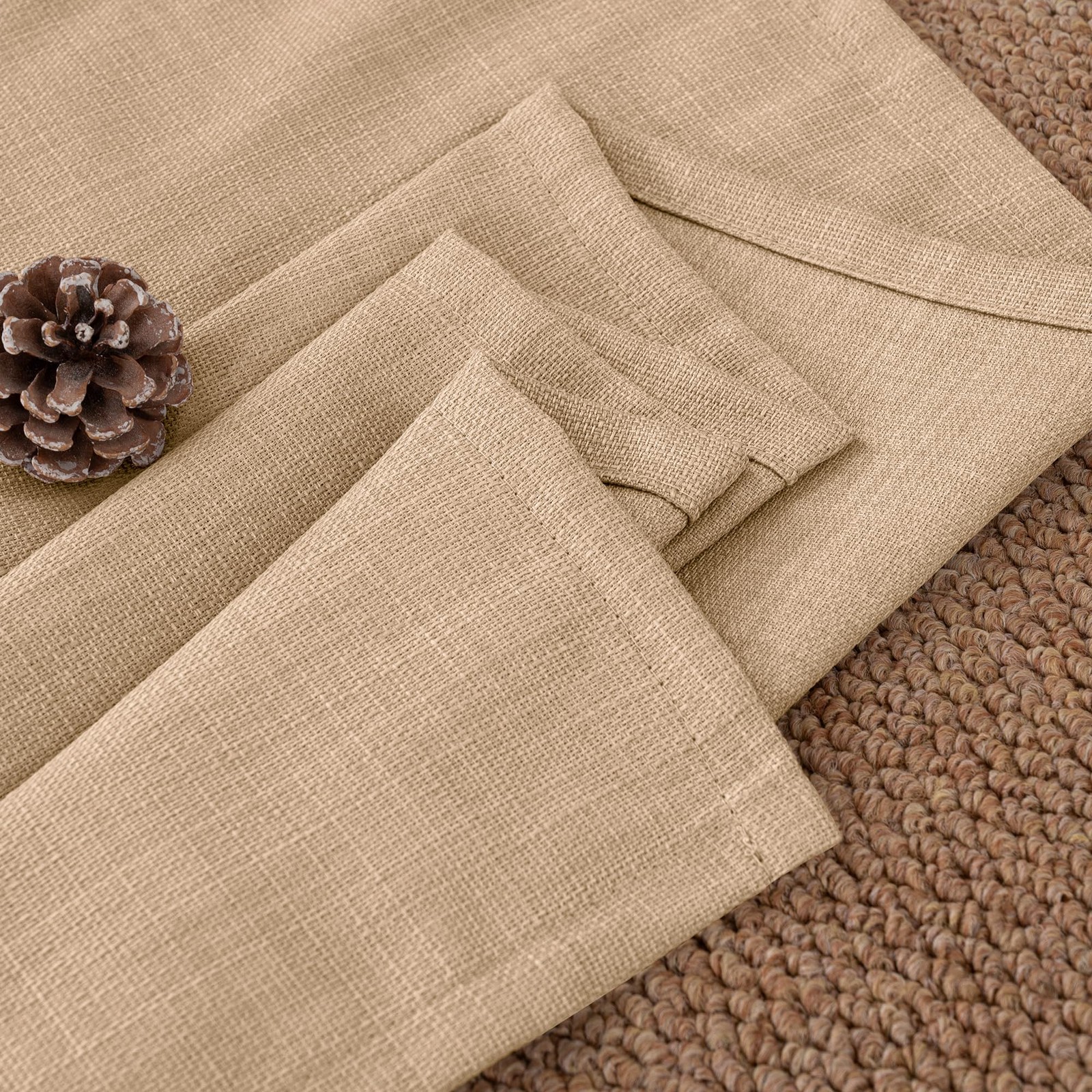 BGment Tan Curtains 84 Inch for Living Room – Light Filtering Faux Linen Look…