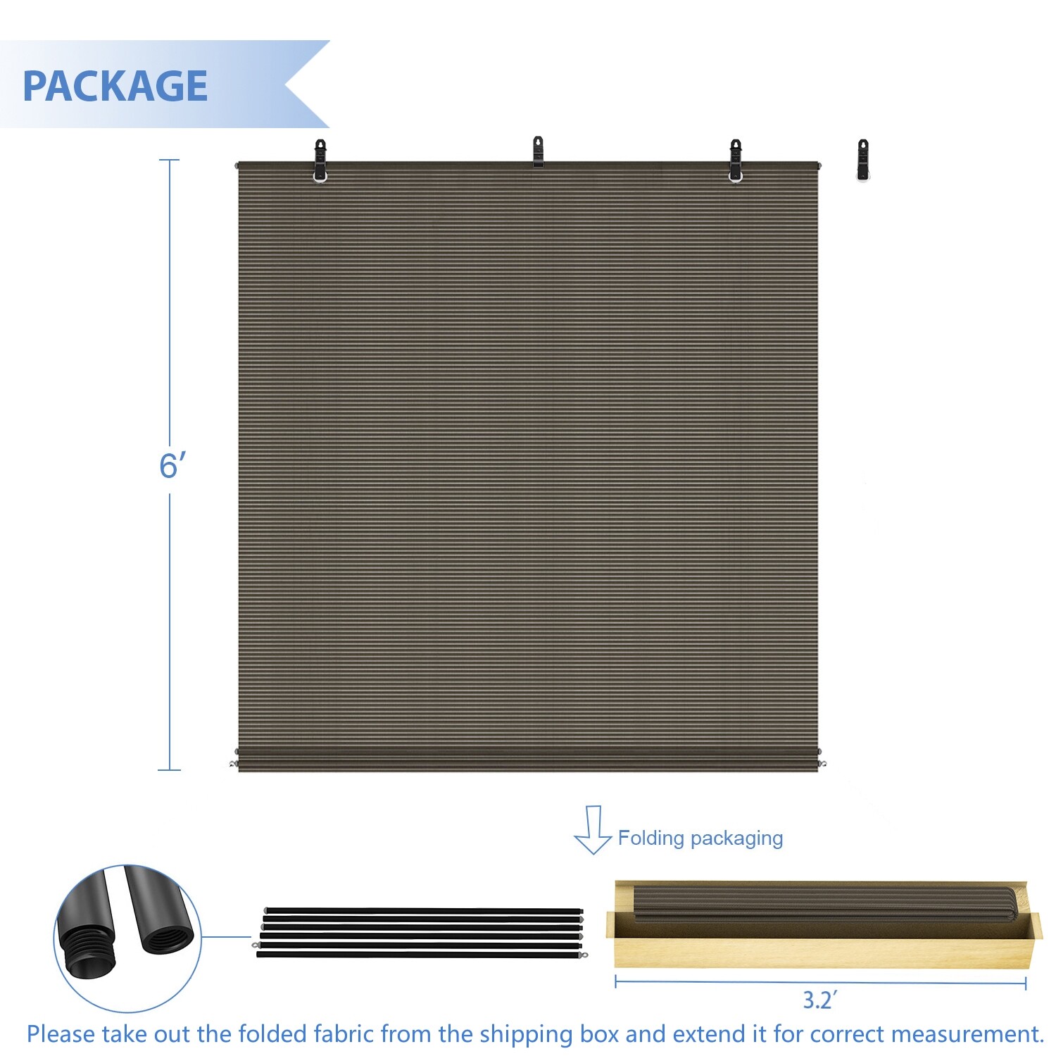 4-8 FT Roller Shade Brown Roll up Shade for Patio Porch Pergola Balcony Outdoor