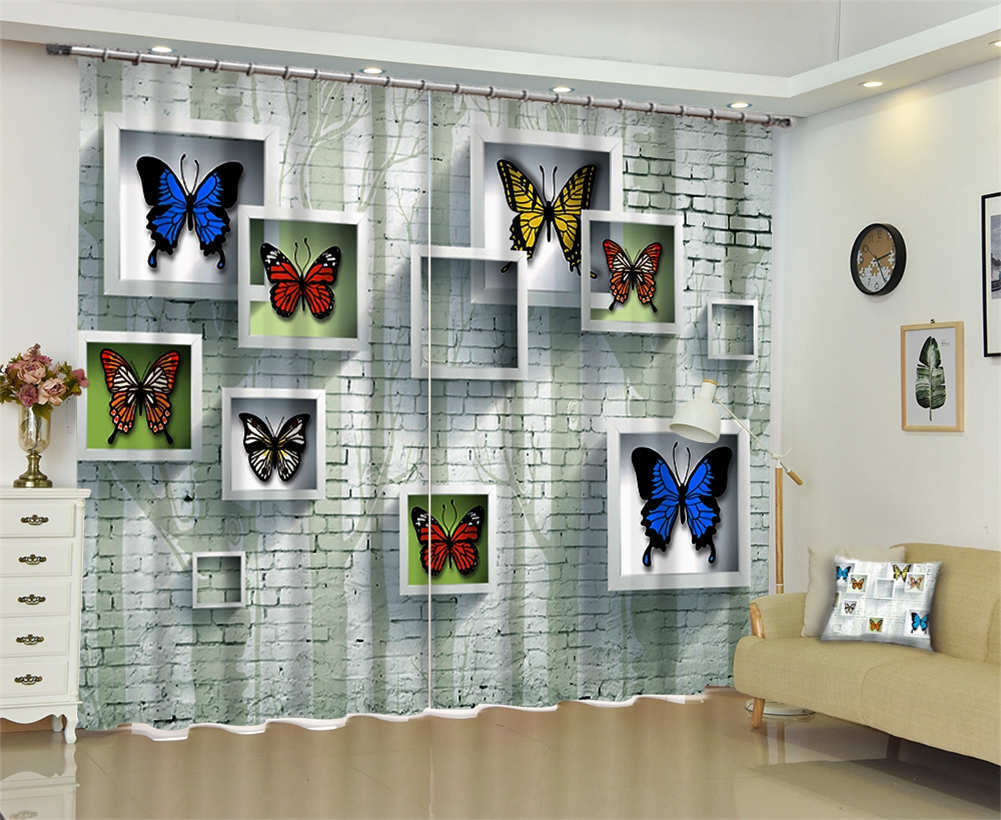 Many Butterfly Specimen 3D Curtain Blockout Photo Printing Curtains Drape Fabric