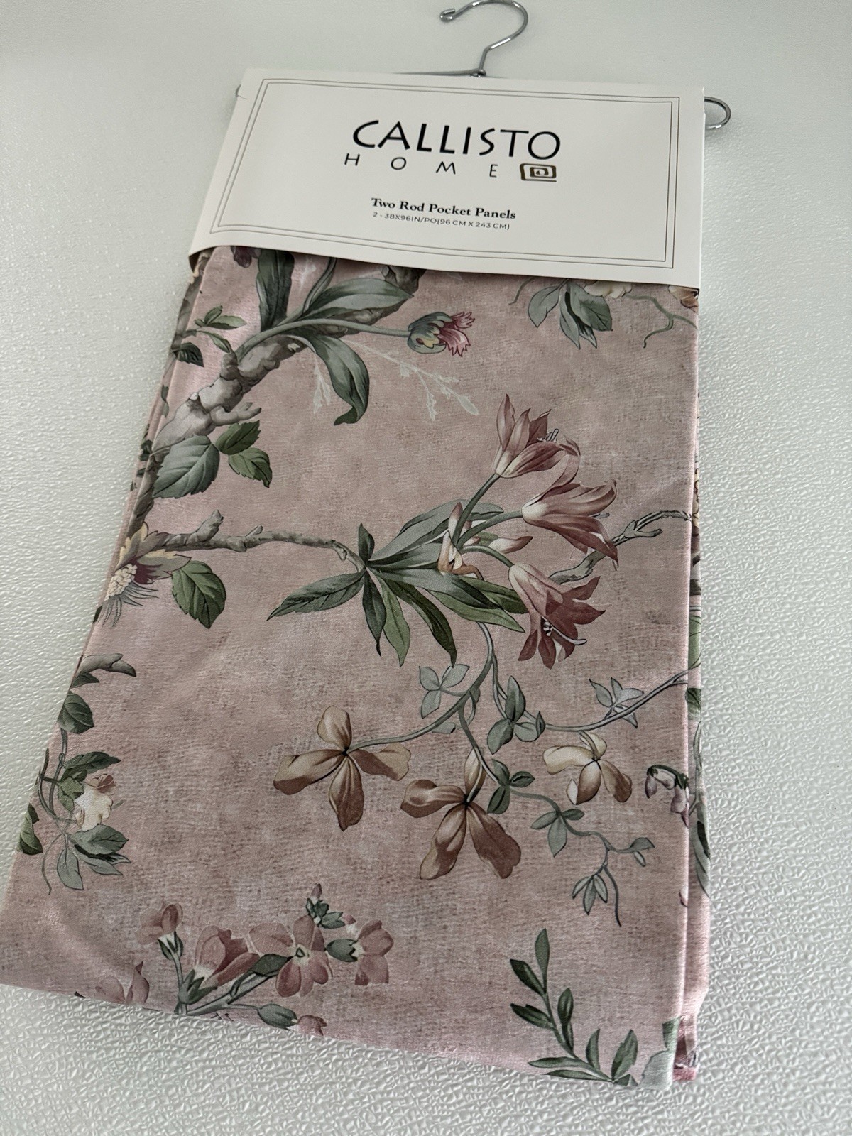 CALLISTO Window Curtains 2 Panels 38″ X 96″ Flowers Drapers Back Tab Blush Rose