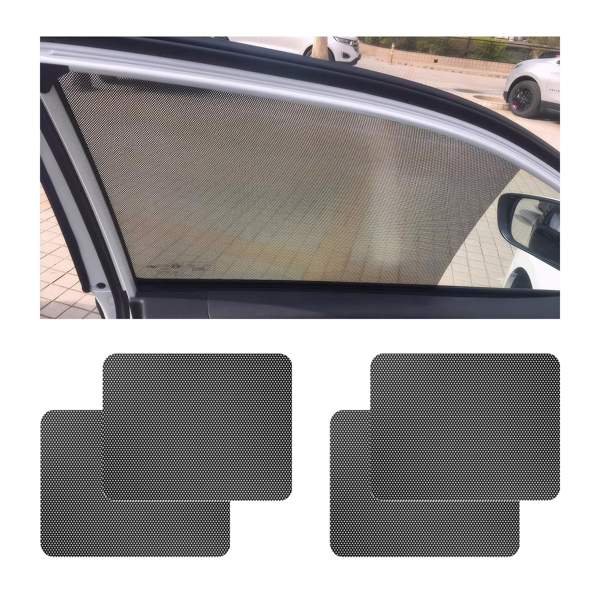 Ohleats 4 PCS Car Side Window Sunshade, 16.5″×15″ Static Cling Auto Black