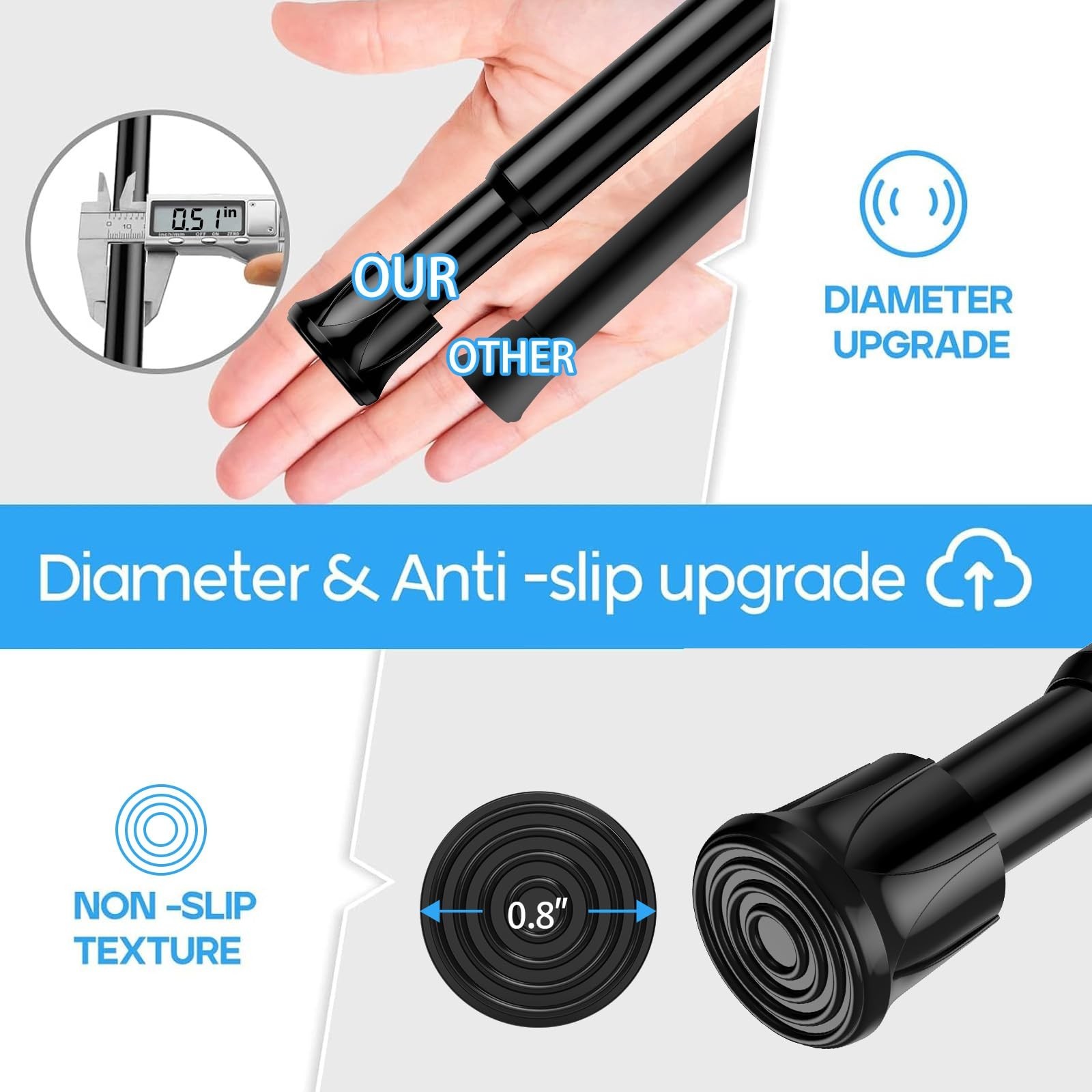 6PCS Black Adjustable Tension Rods 16 to 28 Inch, No Drill Spring Curtain Rod…