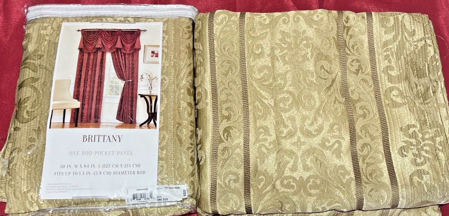 Brittany Rod Pocket Panels Pair, 50″x84″ (100 inches wide) NIP, JCP