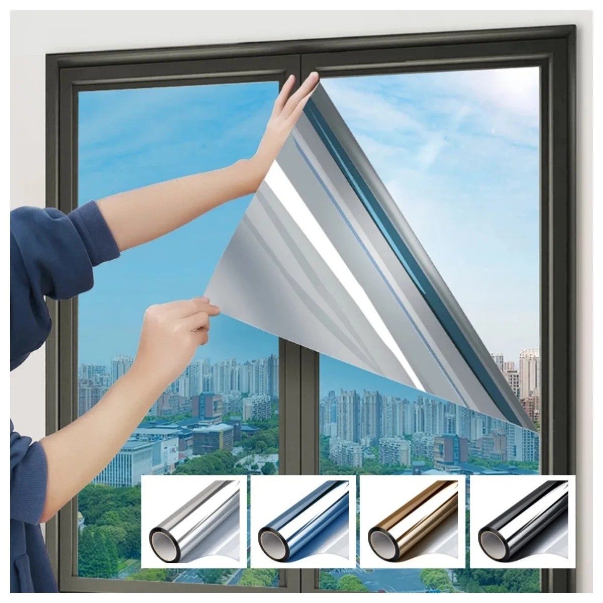 One Way Mirror Reflective Window Film Home Privacy Solar Tint Foil Glass Sticker