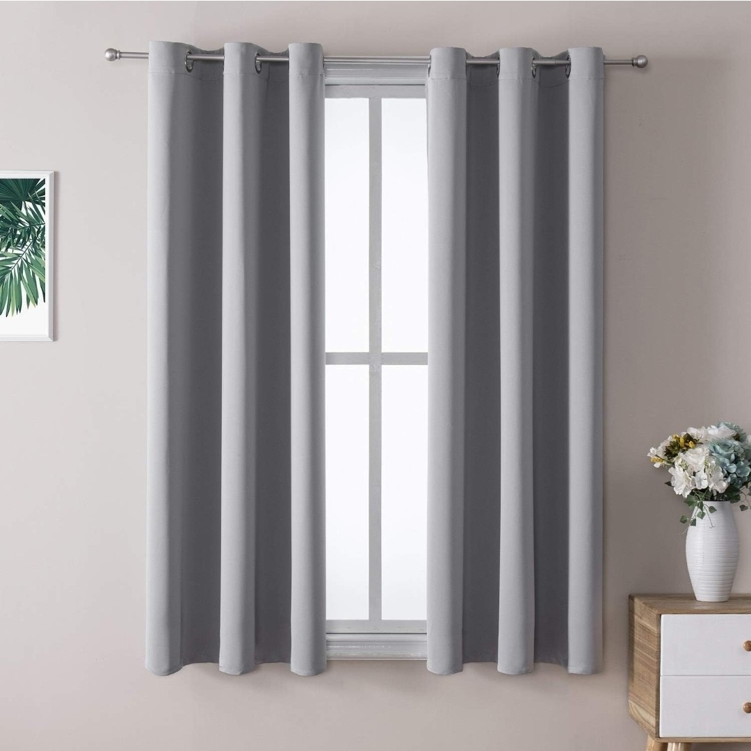 ChrisDowa 2 Panel Gray Small Window Curtains Bedroom Living Room Grommet 29×50″