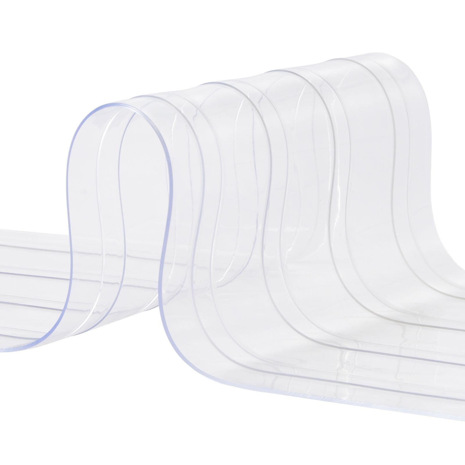 50ft x 8in Clear Ribbed PVC Door Strips, 0.08in Thick, for Warehouse & Pet Doors