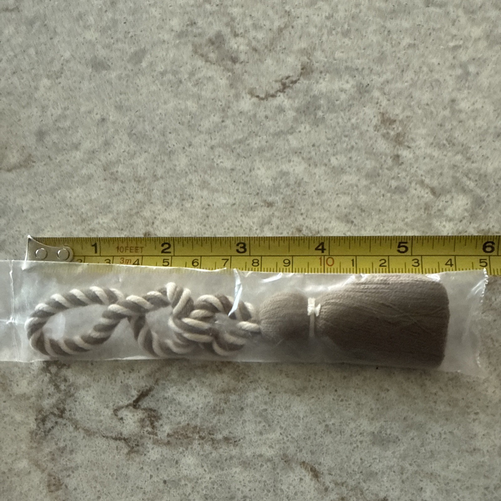 2 Vintage Tassel Curtain Tie Backs Braided Taupe Brown Cream 5-6 Inches