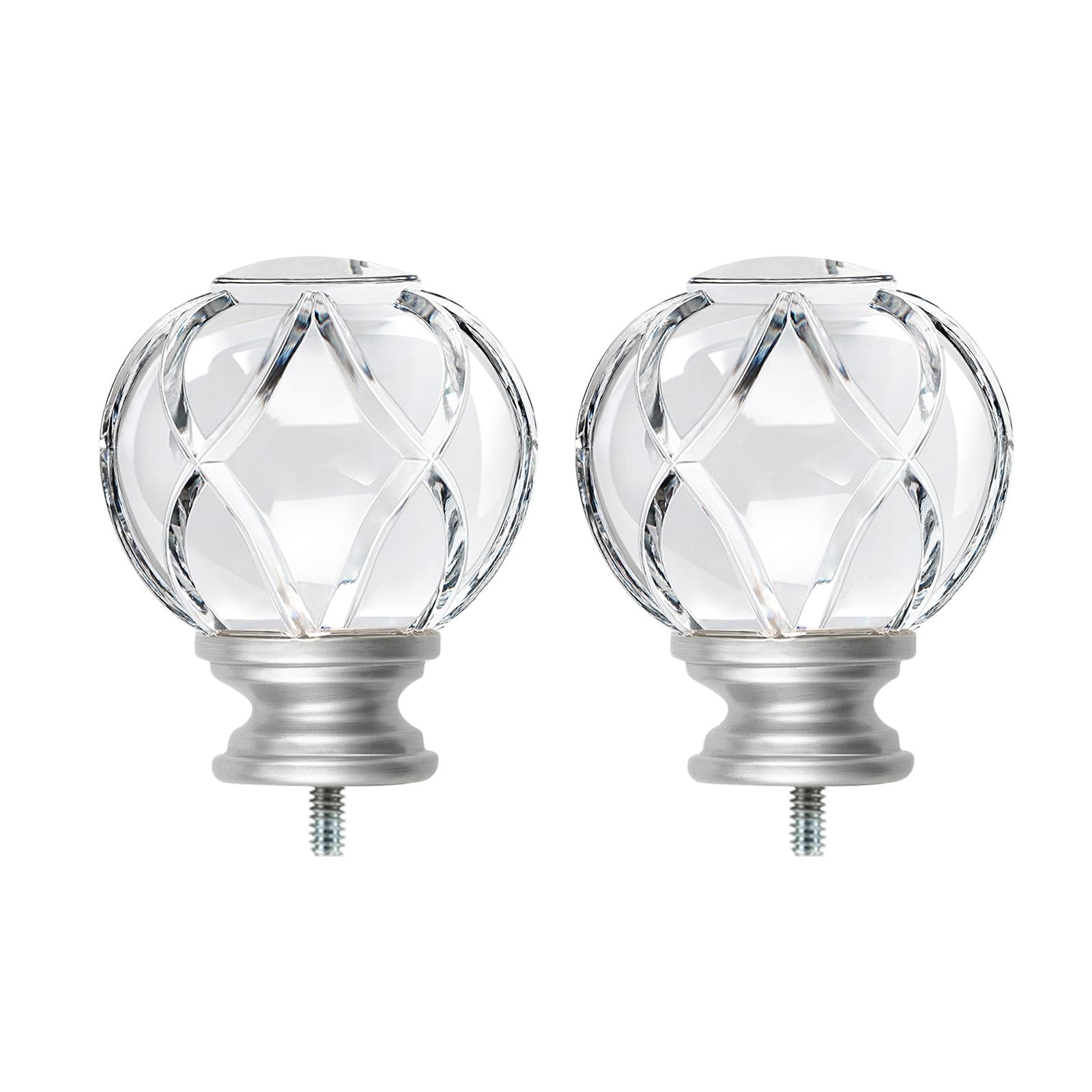 Crystal Netted Texture Replacement Finials for 1 or 7/8 Inch Curtain Rods, Sl…