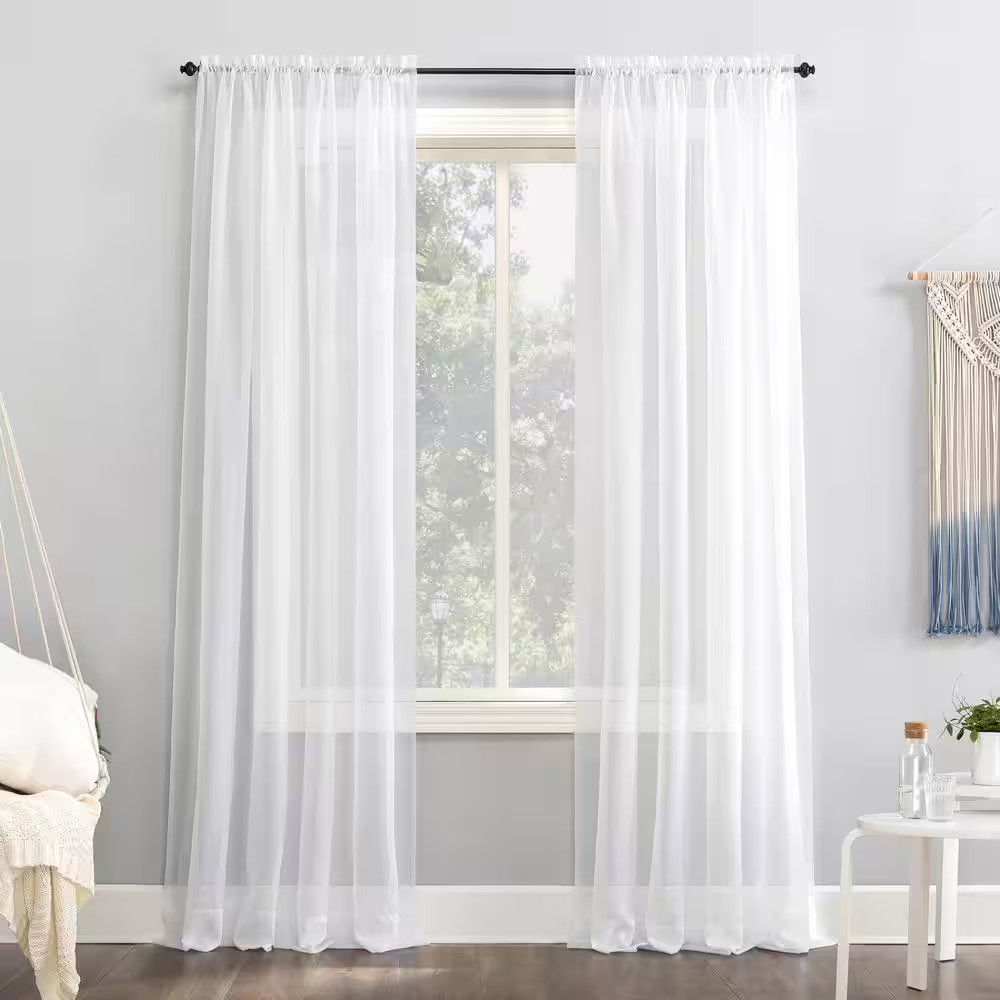 Sumner Voile White Polyester 59 In. W X 84 In. L Rod Pocket Sheer Curtain (Singl