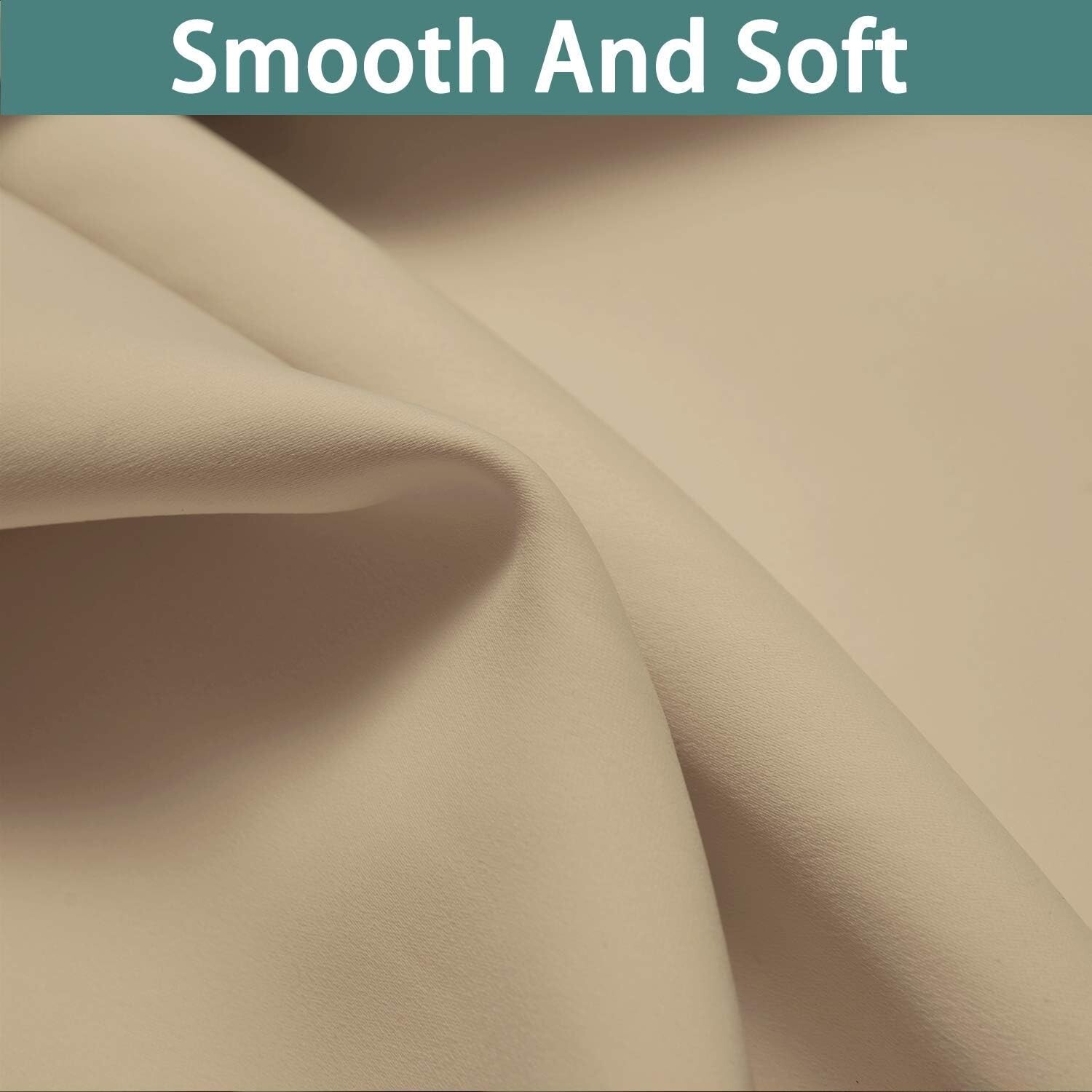 100% Blackout Curtains Drapes Thermal Insulated Heat Blocking Beige 52W 84L