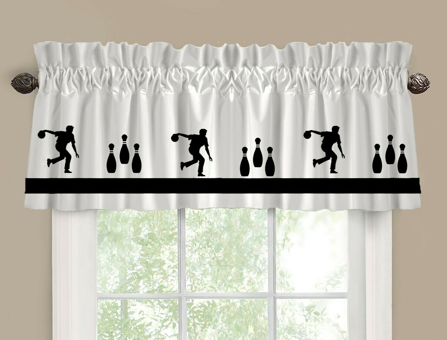 Bowling Bowler Window Valance/Curtain *Your Choice of Colors*