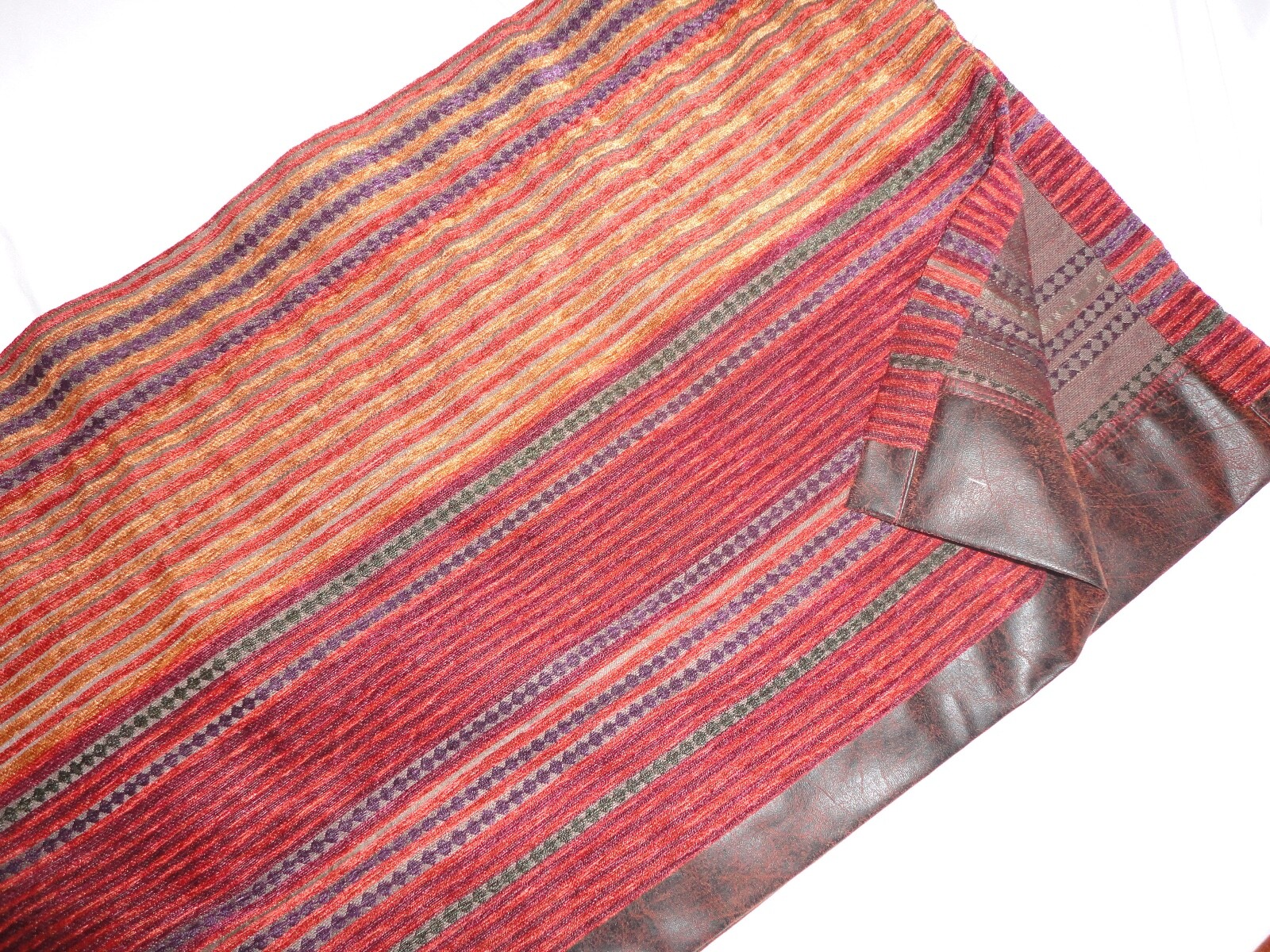 CROSCILL PLATEAU CHENILLE RUST SOUTHWESTERN LEATHER STRIPE (1) VALANCE 20 X 87